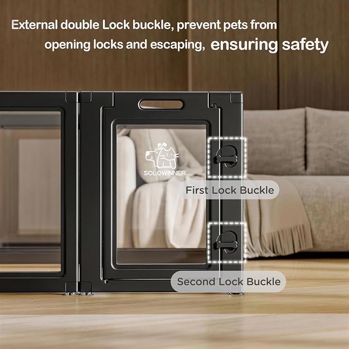 Clear Acrylic Dog Playpen Transparent Dog Playpen Indoor, Easy Assemble Clear Pet Pen for Puppy Bunny Cat Pig, Sturdy & Easy Cleaning Plastic Dog Puppy Fence