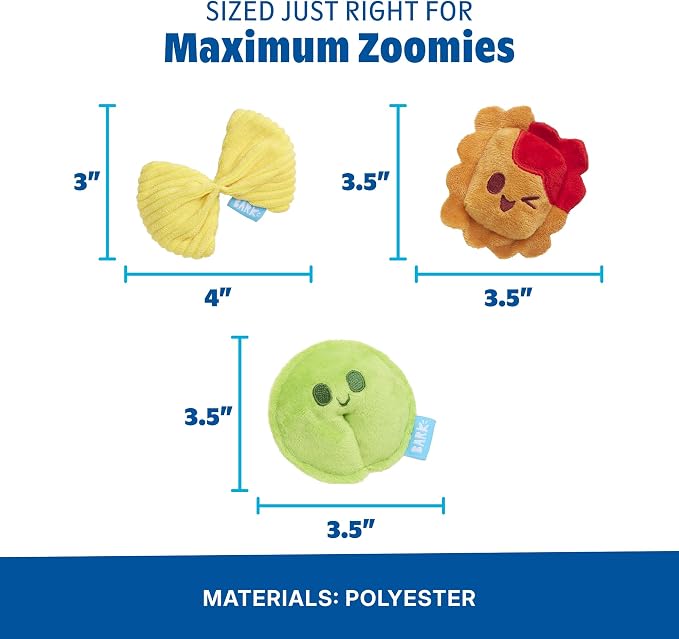BarkBox Ravioli Homies Dog Toy - Toy for Extra Small to Small Dogs | Three-Piece Plush Pasta Set with Three Squeakers and Crinkle