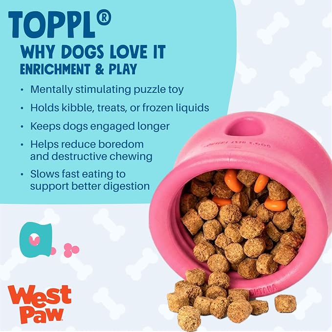 WEST PAW Zogoflex Toppl Interactive Treat Dispensing Puzzle Dog Toy for Mental Stimulation & Enrichment-Holds Kibble & Treats-Lickable, Freezable & Dishwasher Safe-Made in USA-XL-Teal (Pack of 2)