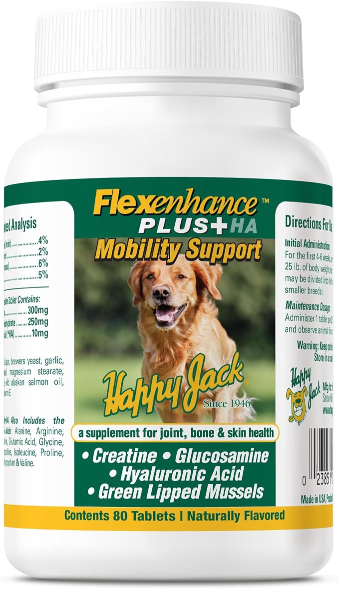 HAPPY JACK Flexenhance Dog Hip & Joint Supplement, 80 Chewable Tabs