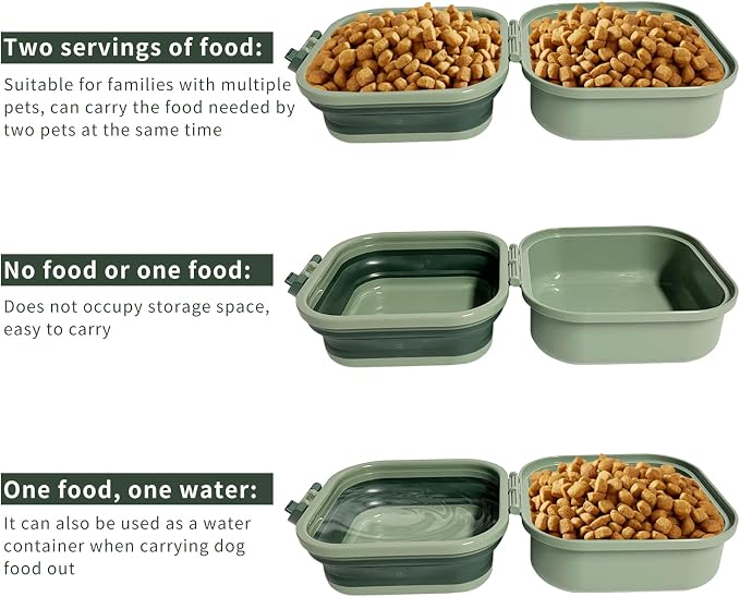 Collapsible Dog Water Bowl, 2-in-1 with Lid