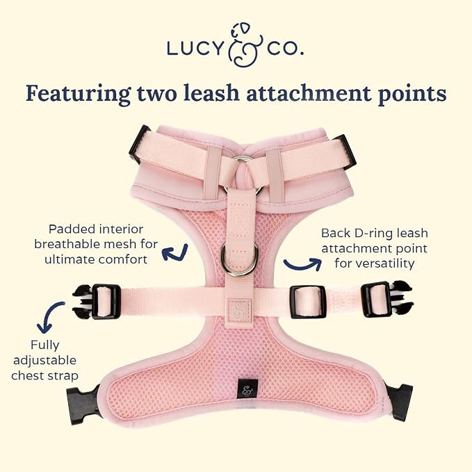 Lucy & Co. The Rosewater No-Pull Dog Harness - Size Large - Vest to Stop Pulling & Walk Easy - Comfortable Leash Training Product w/Adjustable Chest & Neck Straps