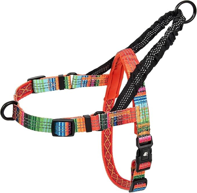 Leash Boss No Pull Dog Harness, Easy Walk for Small, Medium, and Large Pets, Reflective with Rear and Front Clip Attachment (Blanket Pattern, Small)