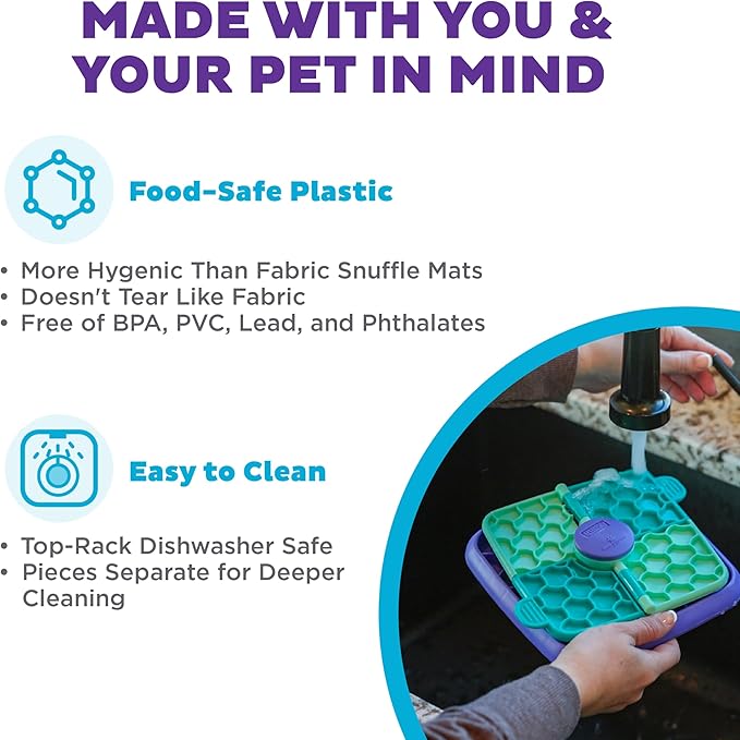Outward Hound by Nina Ottosson Lick N’ Flip 3-in-1 Interactive Dog Puzzle Toy, Lick Mat & Slow Feeder – Calming Enrichment for Small & Medium Dogs, Holds 1 Cup of Wet of Dry Food, 7.4 in x 7.4 in