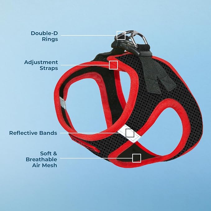 Voyager Step-in Air Dog Vest Harness - Black/Red Trim, X-Small | 13 - 14.5" in Chest, Reflective Bands, All Weather Breathable Air Mesh, Cats Compatible, Lightweight, Fast Drying