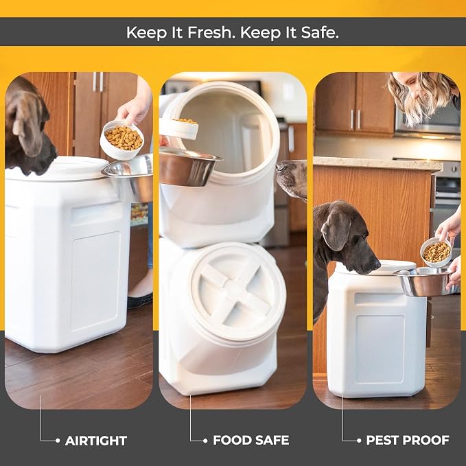Vittles Vault Traditional Dog and Cat Food Container + Scoop, Gray, 80lbs