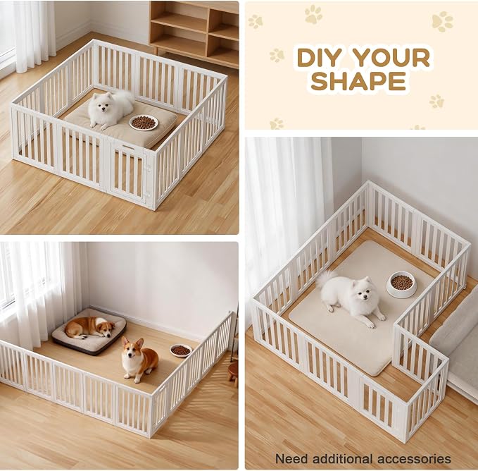 Dog Playpen, Clear Dog Pen, Dog Pen Indoor, Easy to Install and Remove Dog Play Pen, Puppy Playpen Suitable for Dogs, Cats,Dog Playpen Indoor (White, 23.6 inch Height, 12 Panels)