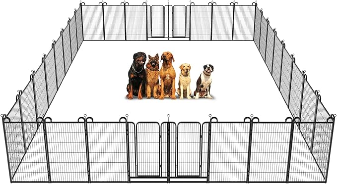 Anti-Rust Dog Playpen, 47in 32 Panels, Snowy Black