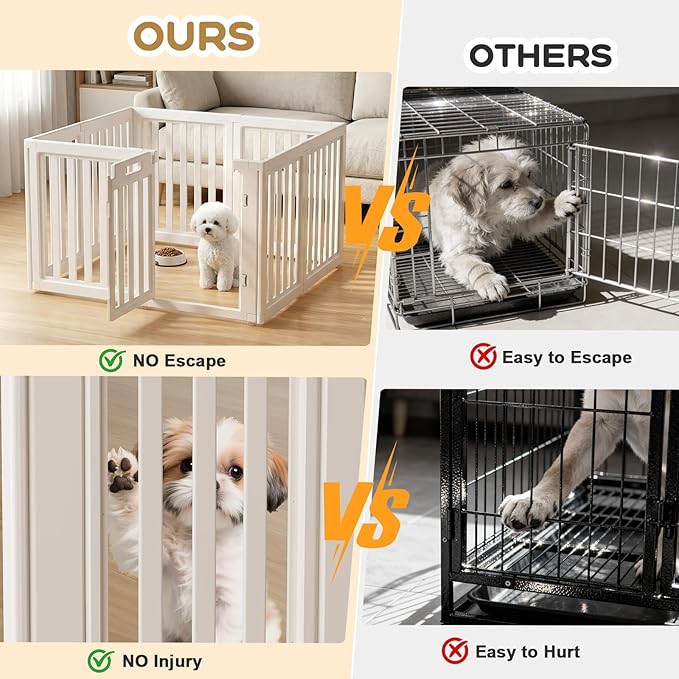 Dog Playpen, Clear Dog Pen, Dog Pen Indoor, Easy to Install and Remove Dog Play Pen, Puppy Playpen Suitable for Dogs, Cats,Dog Playpen Indoor (White, 23.6 inch Height, 8 Panels)