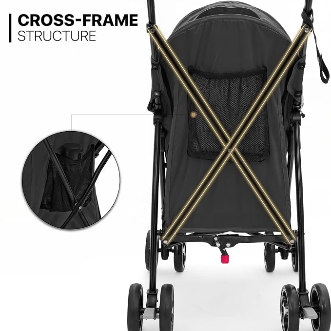 MoNiBloom 4-Wheel Foldable Pet Stroller - Black, up to 22lbs