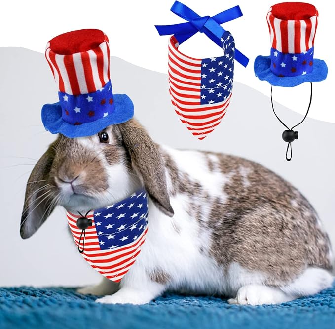 4 Pcs Pet Independence Day Costume Pet 4th of July Guinea Pig Hat and, Large, 4-Pack, Small