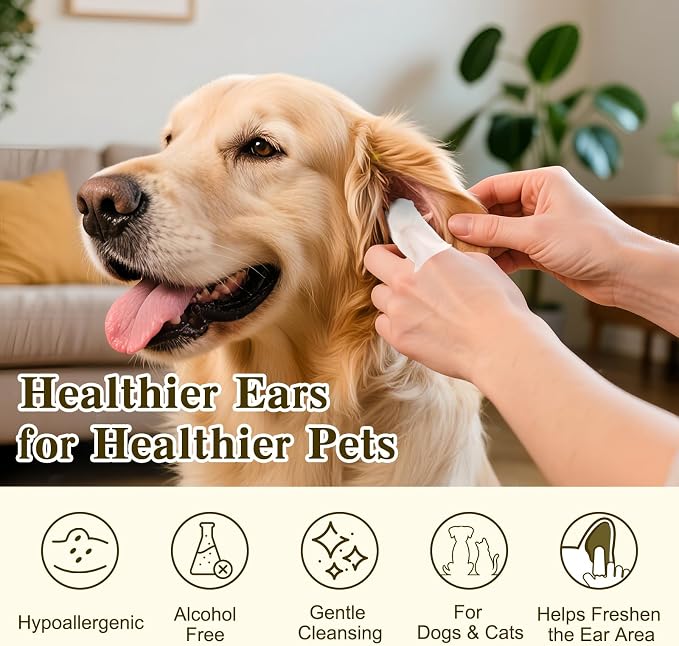 Texsens Pet Ear Cleaner Finger Wipes for Dogs & Cats