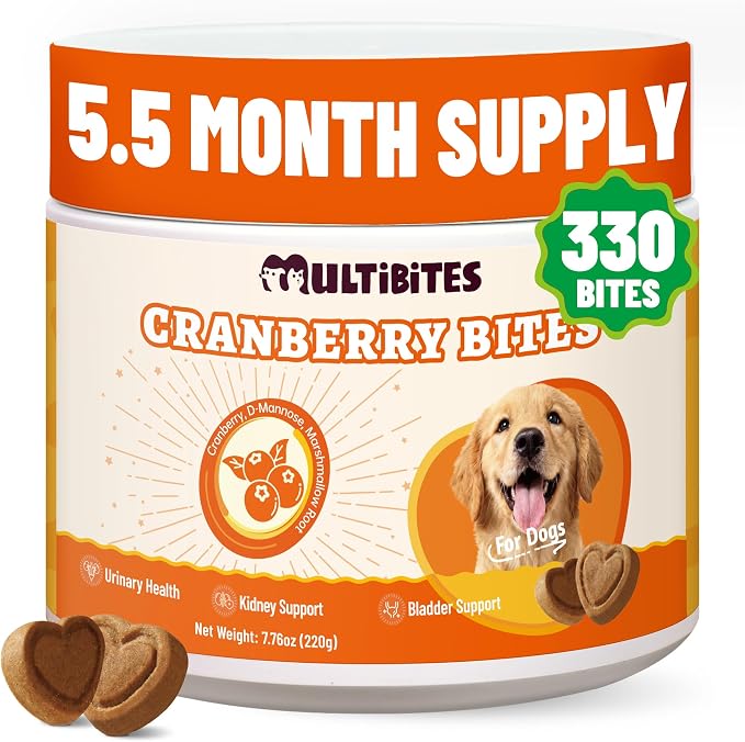Cranberry Supplement for Dogs with D-Mannose, Chicken 330 Bites