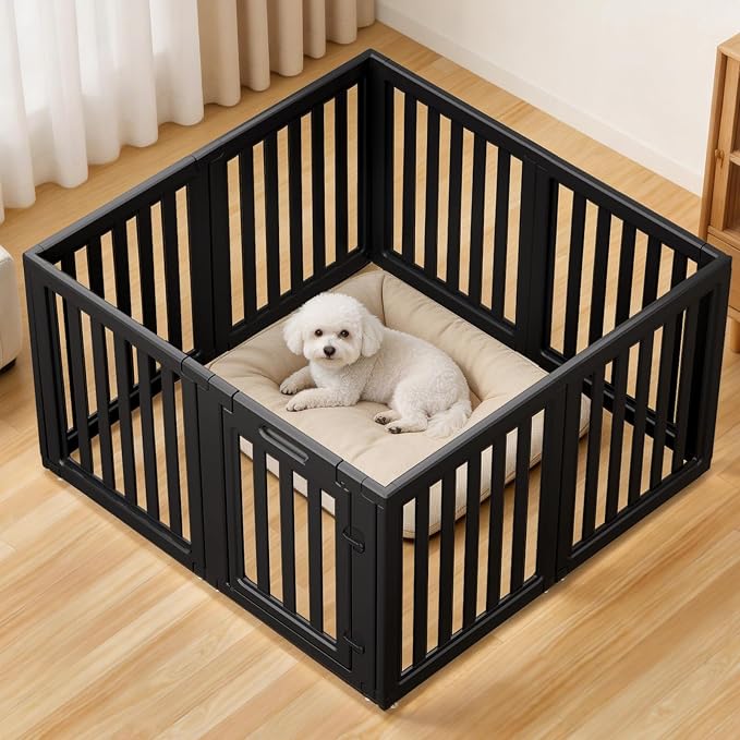 Dog Playpen, Clear Dog Pen, Dog Pen Indoor, Easy to Install and Remove Dog Play Pen, Puppy Playpen Suitable for Dogs, Cats,Dog Playpen Indoor (Black, 30.3 inch Height, 8 Panels)