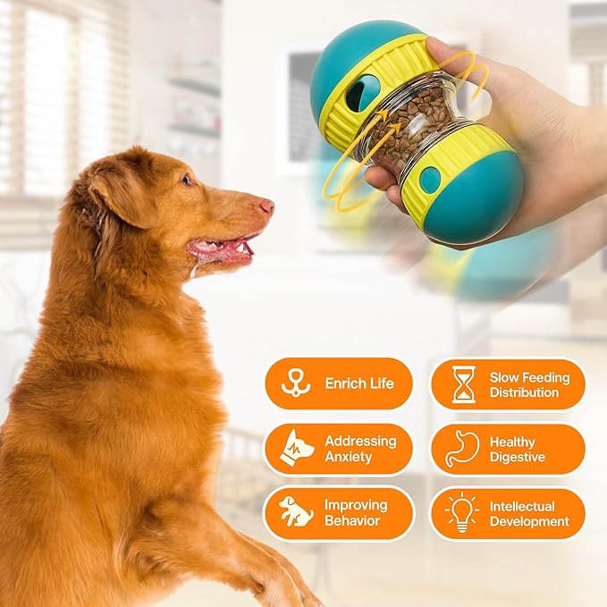 Silipull 2 Pcs Dog Interactive Puzzle Toys Dog Toy Treat Dispenser Rolling Adjustable Food Dispensing Treat Puppy Feeder Slow Feeding for Training Large Medium Chewers Breed Pet Gift Keep Busy