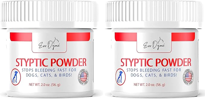 Evo Dyne Styptic Powder 2-Pack 2 oz for Dogs, Cats & Birds