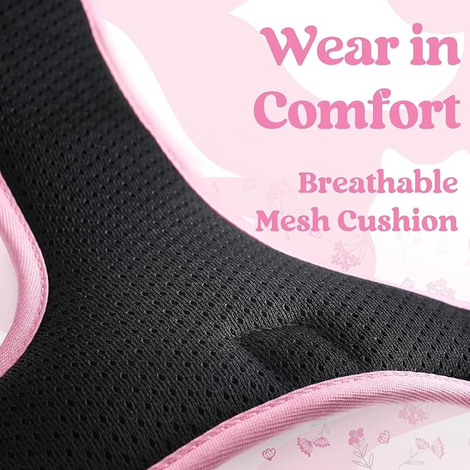 rabbitgoo Dog Harness Small Sized, Updated Easy On & Off with 3 Buckles | No Pull No Choke, Walking with 2 Clips and Handle, Adjustable Soft Reflective, Floral Pink, Small