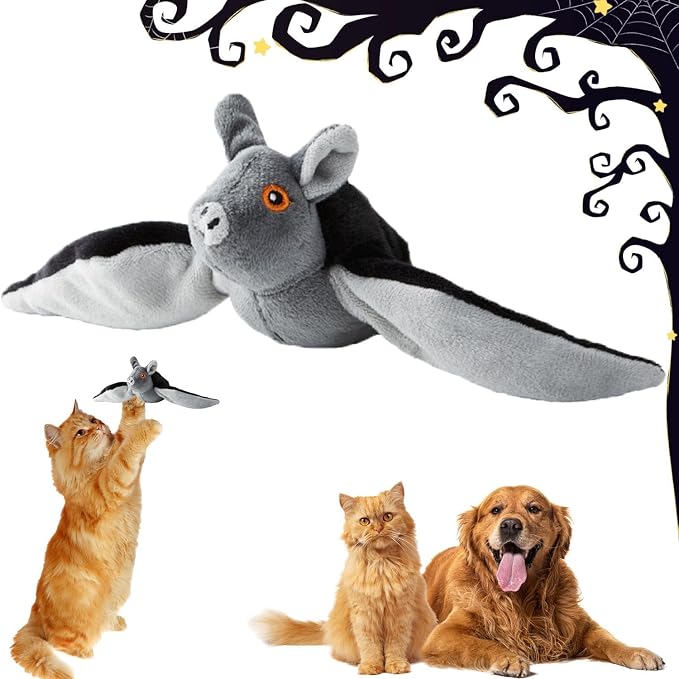 Flying Bat Dog Toy,Motion Activated Flapping Wings,USB Rechargeable (1Pcs) | Motion-activated flapping wings and chirping sounds keep dogs and cats active with rechargeable,washable fun