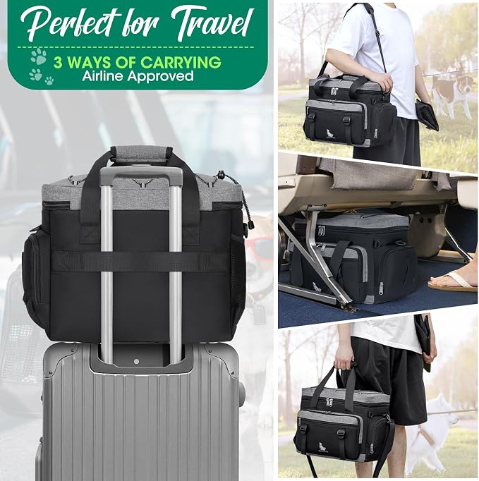 IGOLUMON Dog Travel Bag Set with 2 Extra Large Food Containers, 2 Bowls, 1 Feeding Mat