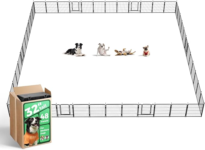 FXW Rollick Unleashed Dog Playpen, 32in, 48 Panels, Small/Medium, Black