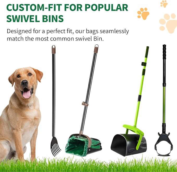 60 Count Extra Large Dog Poop Bags for A&H Swivel Bin Pooper Scooper, Pet Waste Bags with Handle for Dog Poop Cat Litter, Heavy Duty Leakproof Unscented (Only Dog Poop Bags)