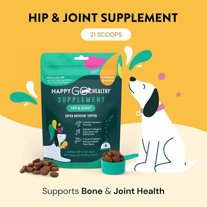Hip & Joint Supplements for Dogs | Helps Joint Health & Mobility Support for Recovering and Senior Dogs | Natural Ingredients, Tasty Kibble Dog Food Topper | 21 Count Pack