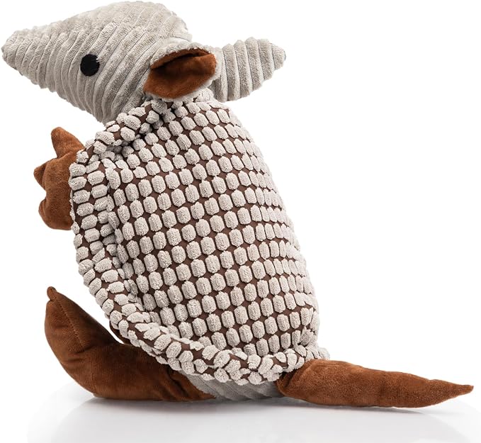 Hollypet Plush Dog Squeaky Toy Stuffed Armadillo Animal Pet Puppy Chew Toys with Clean Teeth for Small Medium Large All Breed Sizes Dogs, Gray, 10 in | plush stuffed large dog squeak animal toy with unique grunt squeaker textured fabric for teeth clean...