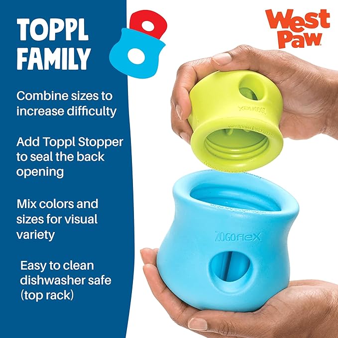 WEST PAW Zogoflex Toppl Interactive Treat Dispensing Puzzle Dog Toy for Mental Stimulation & Enrichment-Holds Kibble & Treats-Lickable, Freezable & Dishwasher Safe-Made in USA-XL-Granny Smith Green