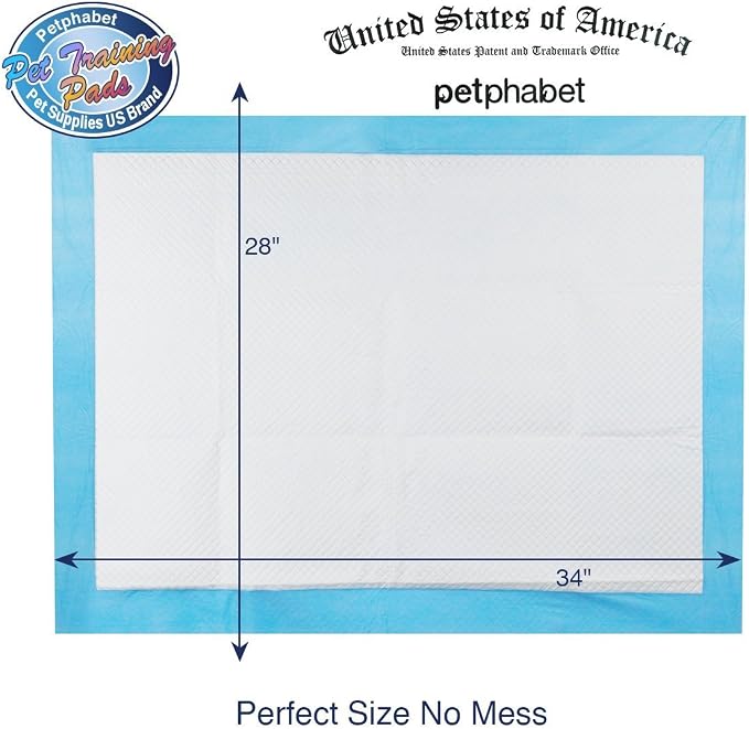 Puppy Pads, 34" x 28" XXL-Large, Ultra Absorbent - All Day Premium Dog Pads - 42 Count by Petphabet