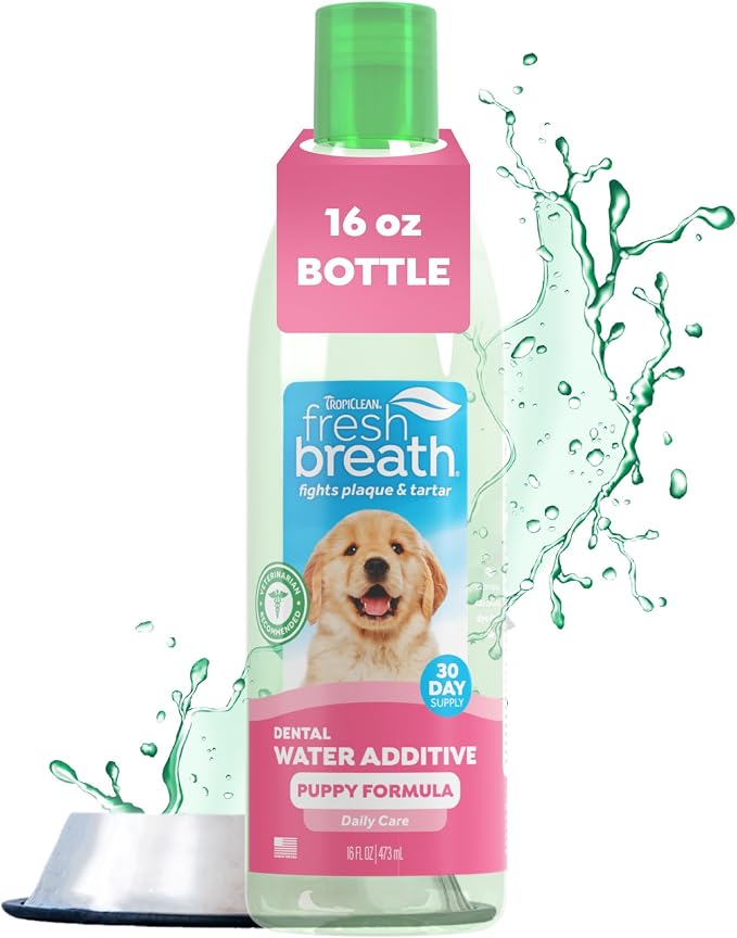 TropiClean Fresh Breath Dental Water Additive, Puppy Breath Freshener, 16oz