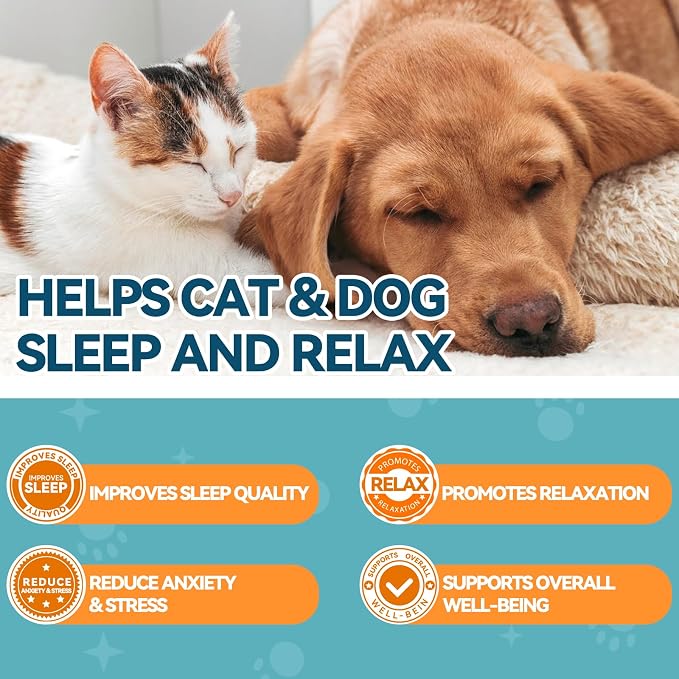 Melatonin for Dogs & Cats, Sleep Relaxation Calm Support Chicken Flavor