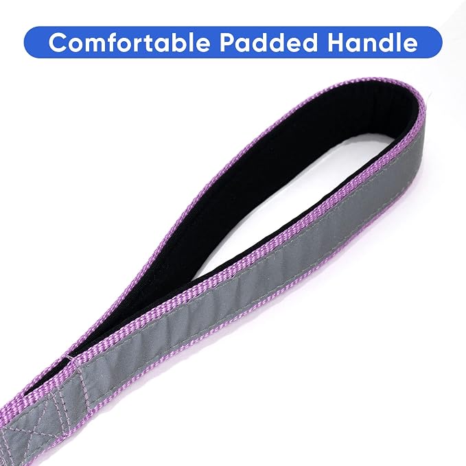 Pawtitas Double Handle Dog Leash Heavy Duty for Training No Pull Leashes Ideal for Medium and Large Dogs | Great for Walking, Running & Training Dog Leash - Medium/Large - Purple