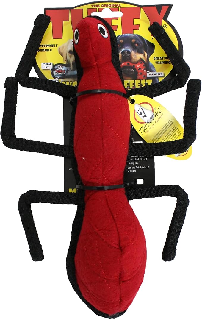 TUFFY® : 2 Pack Ant Dog Toy: Ultra Durable Plush Toy with Multiple Layers & Reinforced Seams, Washable and Floats, Original Construction
