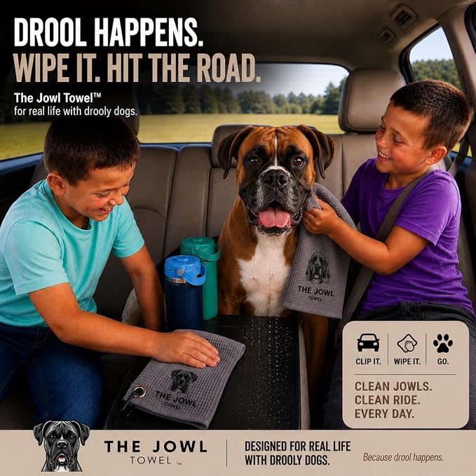 Security Sensor Spacers Dog Drool Towel – Absorbent Microfiber Drool Catcher, Collar & Leash Attachment, Convenient Drool Bib Alternative for Boxer Dogs (3 Pack)