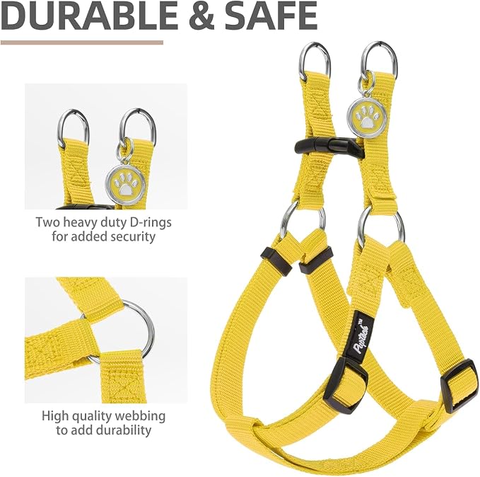 PUPTECK No Pull Dog Harness Small Sized Step-in Adjustable Puppy Vest | Soft Webbing Basic Halter with ID Tag for Outdoor Walking
