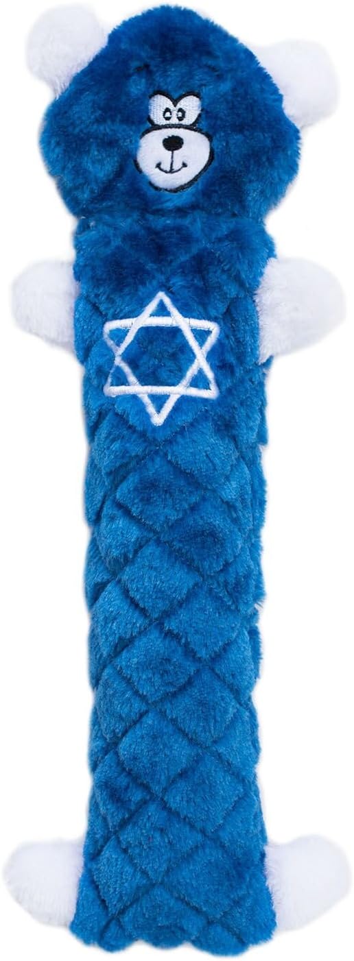 ZippyPaws Hanukkah Jigglerz Dog Toy, Star of David Bear - Interactive Plush Squeaky Toy for Small & Medium Dogs & Puppies, Stuffed Jewish Holiday Crinkle Dog Toy Gifts