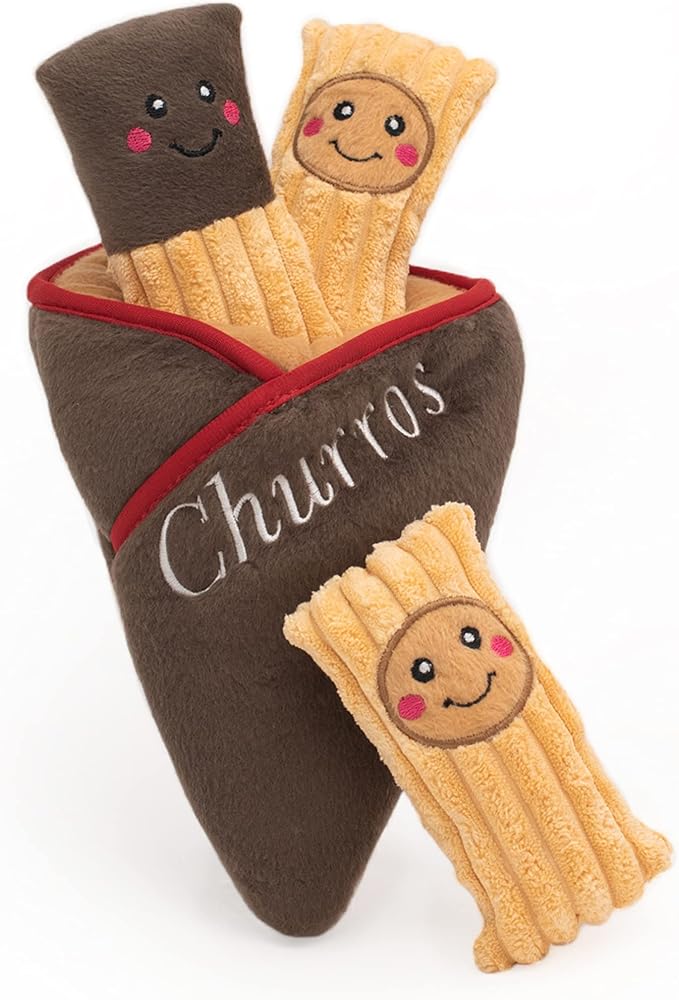 ZippyPaws Burrow Interactive Dog & Puppy Toys for Boredom - Churro Cone | Stimulating Pet Products to Keep them Busy, Hide & Seek Plush Dog Puzzle, Enrichment Squeaky Toy, For Small & Medium Dogs