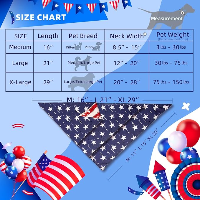 2-in-1 Vintage 4th of July Dog Bandana, Large, Large
