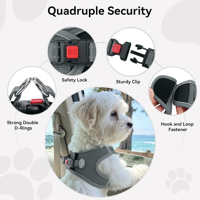 Joytale Step-in Dog Harness, Soft Breathable Mesh, Gray S | Adjustable Fit for Small Dogs, Easy Step-in with Secure Fastener, Even Chest Pressure, Reflective For Night Safety, Washable