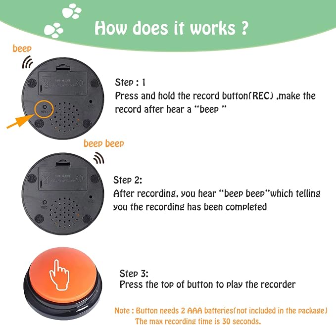 FINEST+ Voice Recording Button for Communication, 8 Pcs