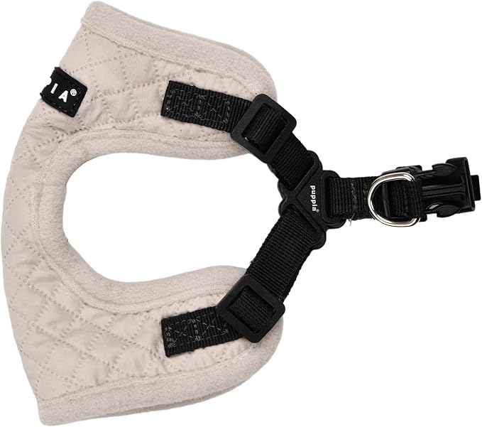 Puppia Irvin Comfort Dog Harness Step-in Warm Winter Diamond Pattern Adjustable Neck and Chest for Small and Medium Dog, Cream, Large