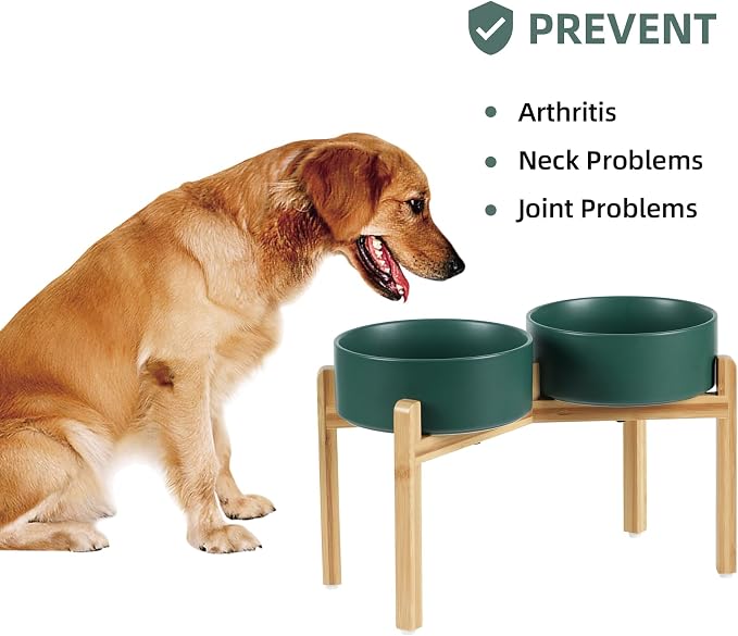 Havniva 8.3” Dog Bowls Elevated Ceramic Dog Food and Water Bowl Set, Double Raised Dog Water Bowl with Stand Non-Slip Rubber Base Large Capacity Feeding Pet Food Bowl for Large Dogs
