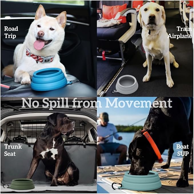 OHMO Spill Proof Collapsible Dog Water Bowl, Large 34oz