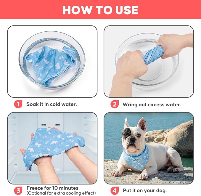 KYEESE 2Pack Dog Cooling Bandana, Breathable Cooling Bandanas for Small Medium Large Dogs, Neck Cooler Wraps for Summer Walking Outdoor, Polar Bear+Ice