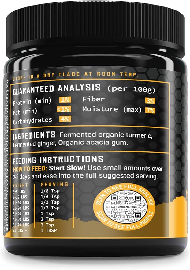 ROGUE PET SCIENCE Turmeric Plus for Dogs - Tasty Powdered Ginger & Fermented Turmeric Dog Food Topper - Supports Joint Inflammation, Allergies, Gut and Digestion - Helps Reduce Swelling(5.25 oz)