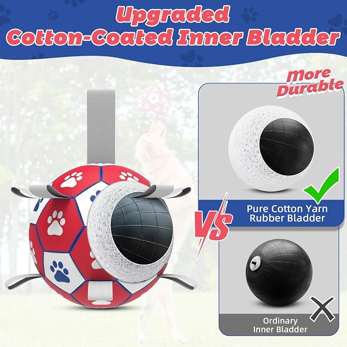 Diman Dog Balls with Straps, 7 Inch Dog Soccer Ball, Herding Ball for Dogs | Durable Dog Toy Balls for 30-90 Lbs Dogs, Herding Ball for Outdoor Fun, Pet Birthday Gifts, Dog Balls for Medium Large