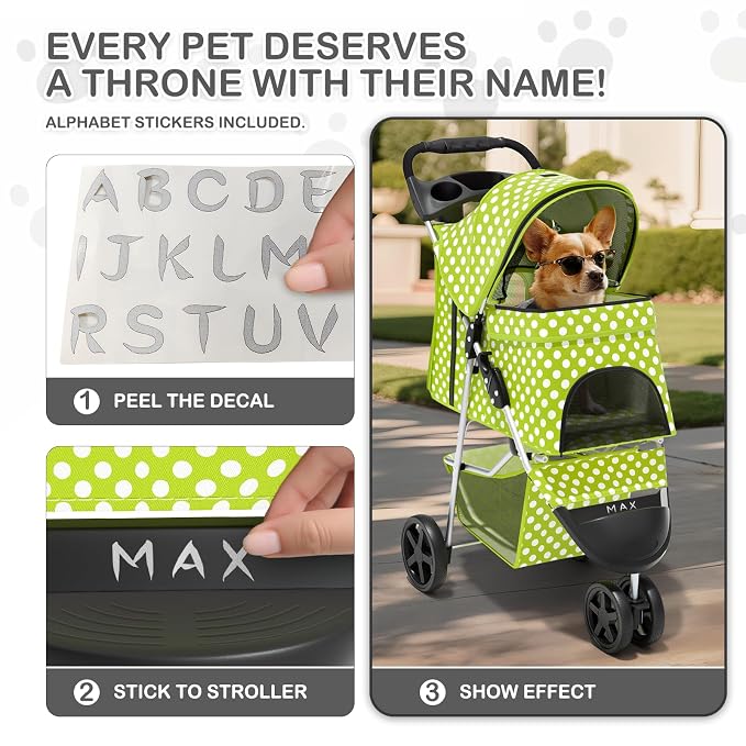 MoNiBloom 3-Wheel Foldable Pet Stroller - Lawn Green