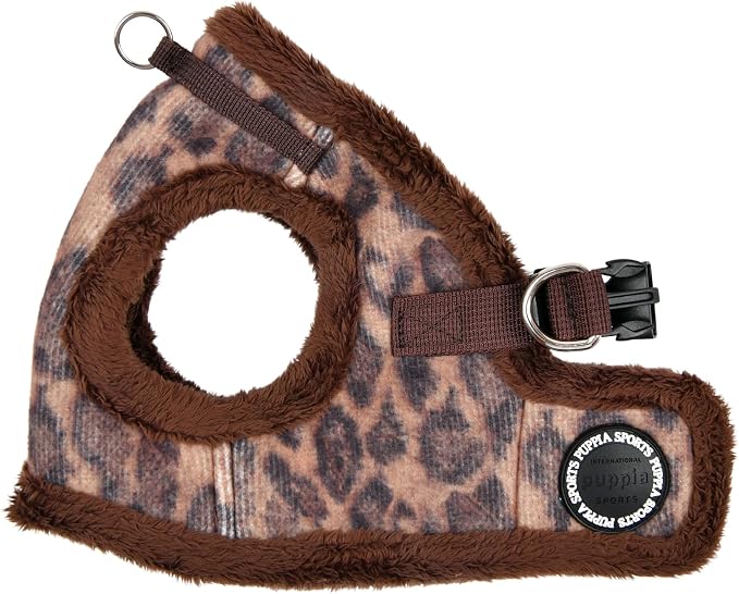 Puppia Kovo Vest Dog Harness Step-in Warm Winter Leopard Pattern for Small and Medium Dog, Brown, Large