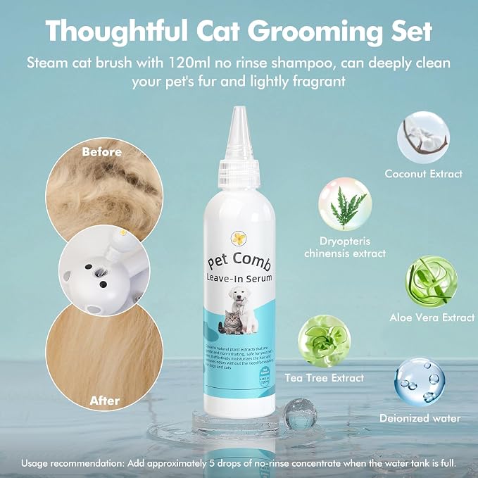 Self Cleaning Pet Steam Brush for Indoor Cats & Dogs Shedding & Grooming