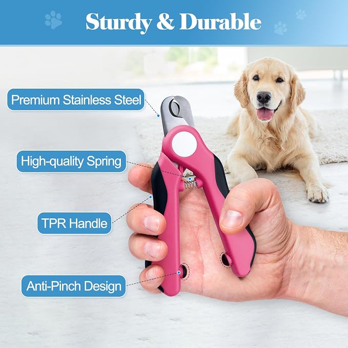 Swihauk Heavy Duty Dog Nail Clippers with Nail File, Pink